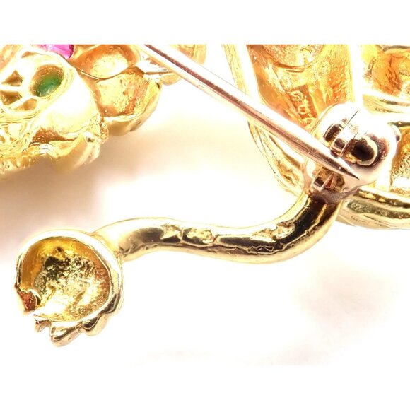Authentic! Cartier Whimsical Dragon Lion 18k Yellow Gold Diamond Ruby Pin Brooch - Picture 10 of 14
